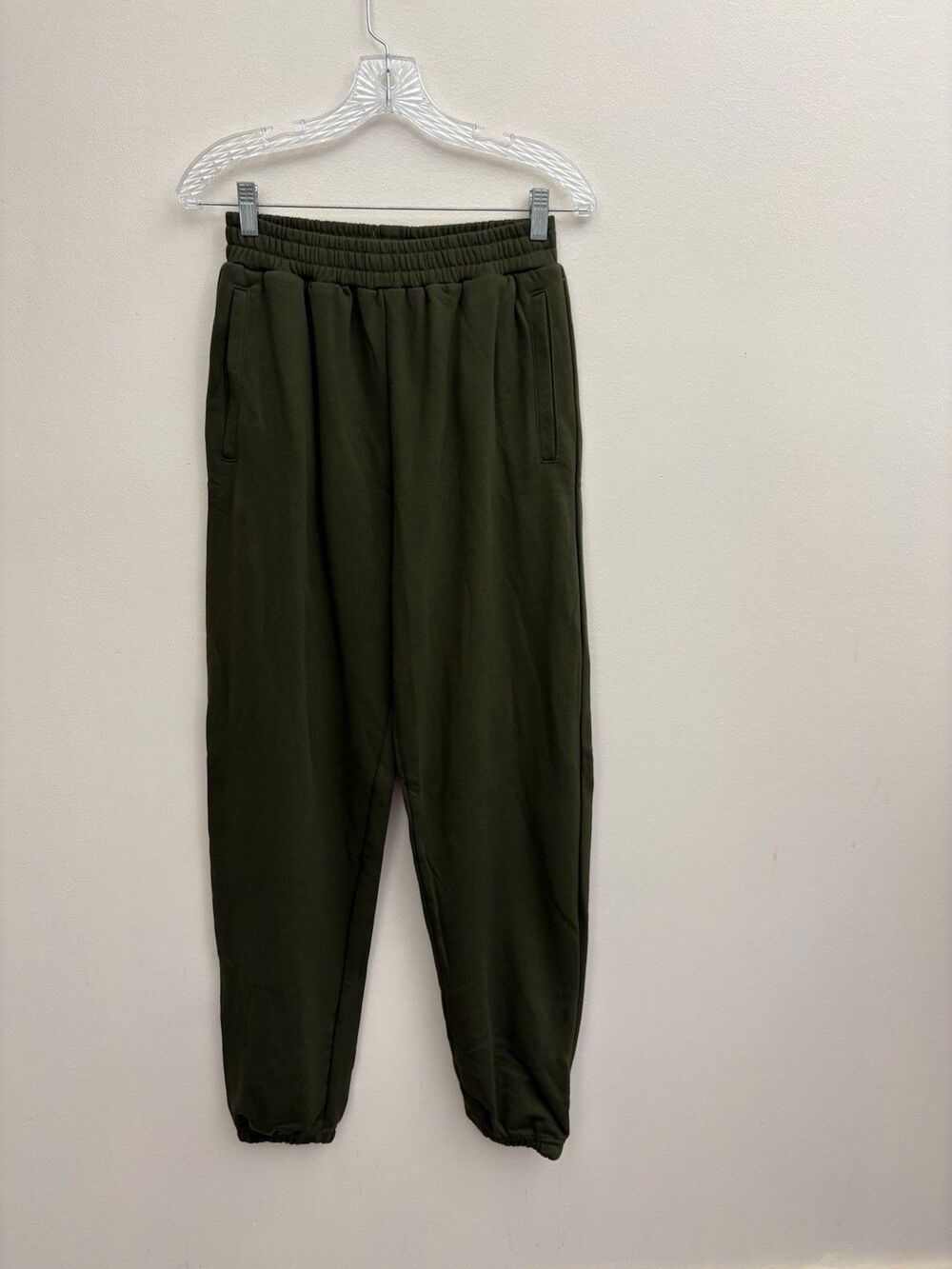 Naked Wardrobe Athletic Sweatpants Olive Green Mid-Rise Pull On Tapered Large